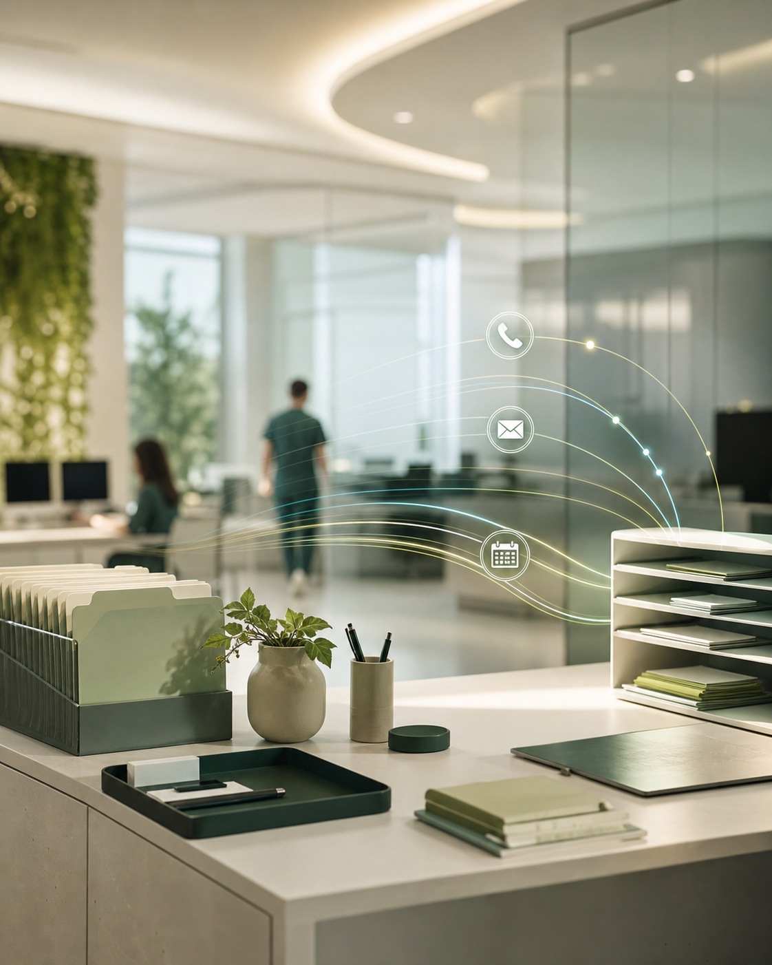 Modern operations workspace with connected communication channels